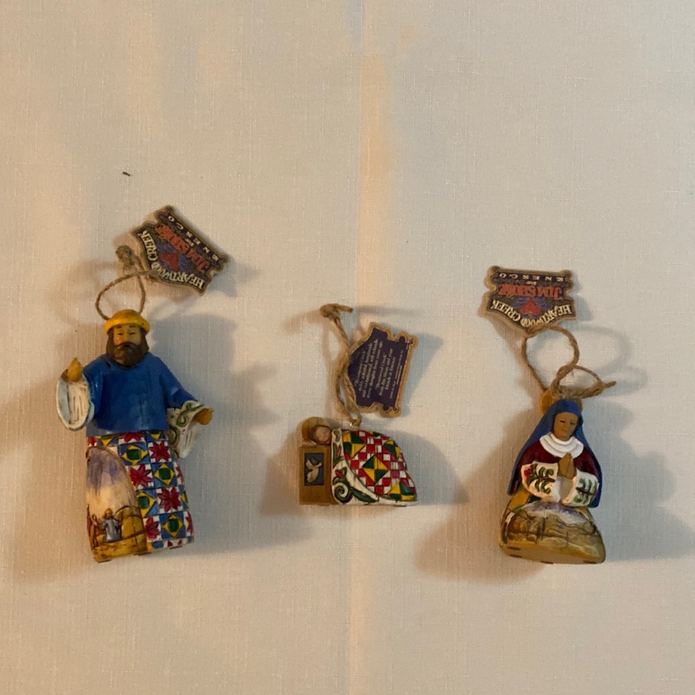 Set of 3 - Enesco Jim Shore Nativity Ornaments